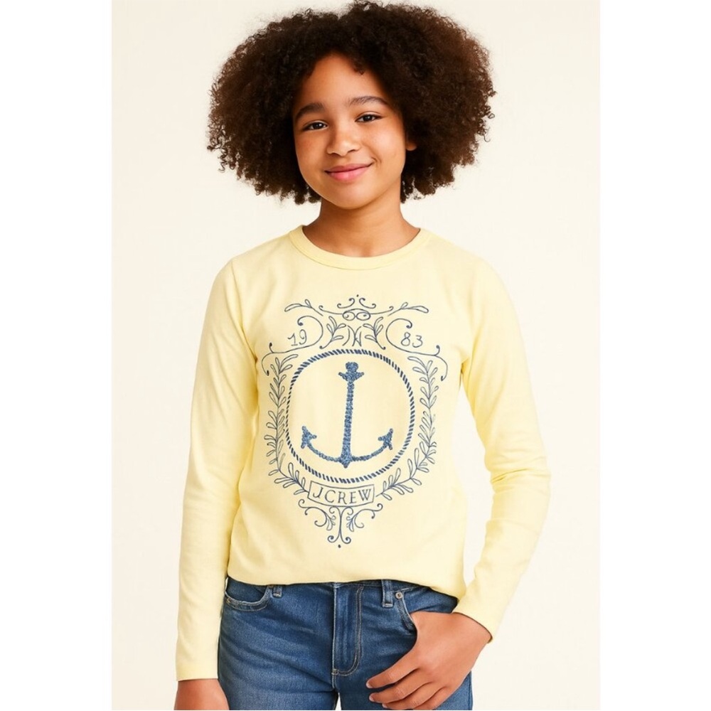 CrewCuts Top Girls XL Anchor Graphic T-shirt Yellow